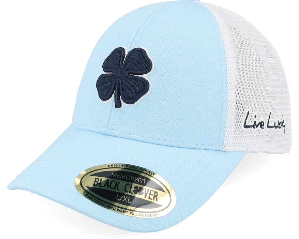 Perfect Luck Sky Blue/White/Black Trucker - Black Clover