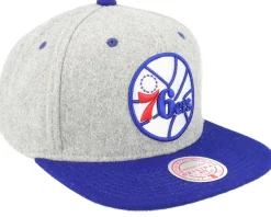 Philadelphia 76ers Melton Patch Grey/Royal Snapback - Mitchell & Ness
