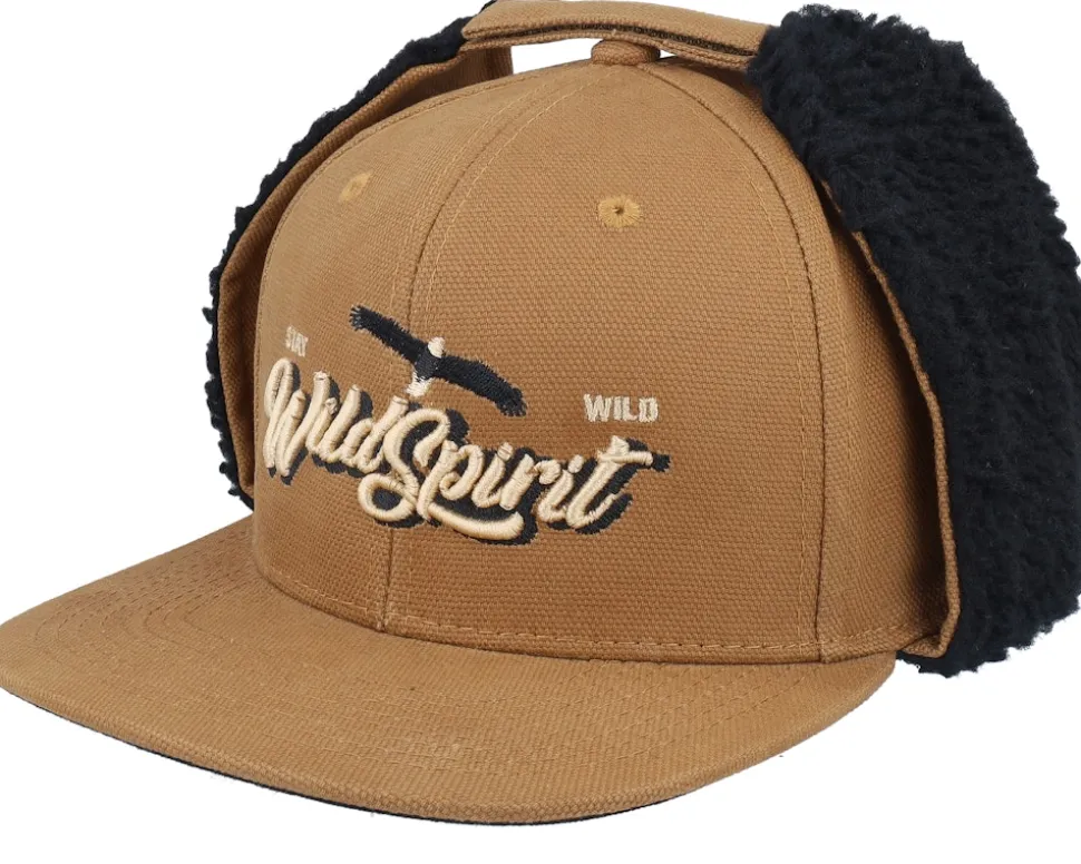 Pin Script Canvas Flatbrim Caramel/Black Earflap - Wild Spirit