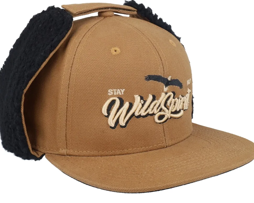 Pin Script Canvas Flatbrim Caramel/Black Earflap - Wild Spirit