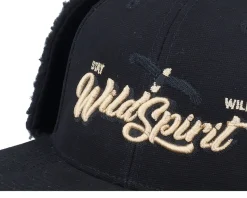Pin Script Canvas Flatbrim Black Earflap - Wild Spirit