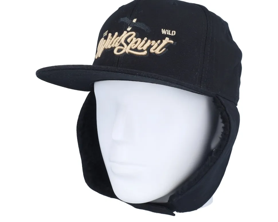 Pin Script Canvas Flatbrim Black Earflap - Wild Spirit