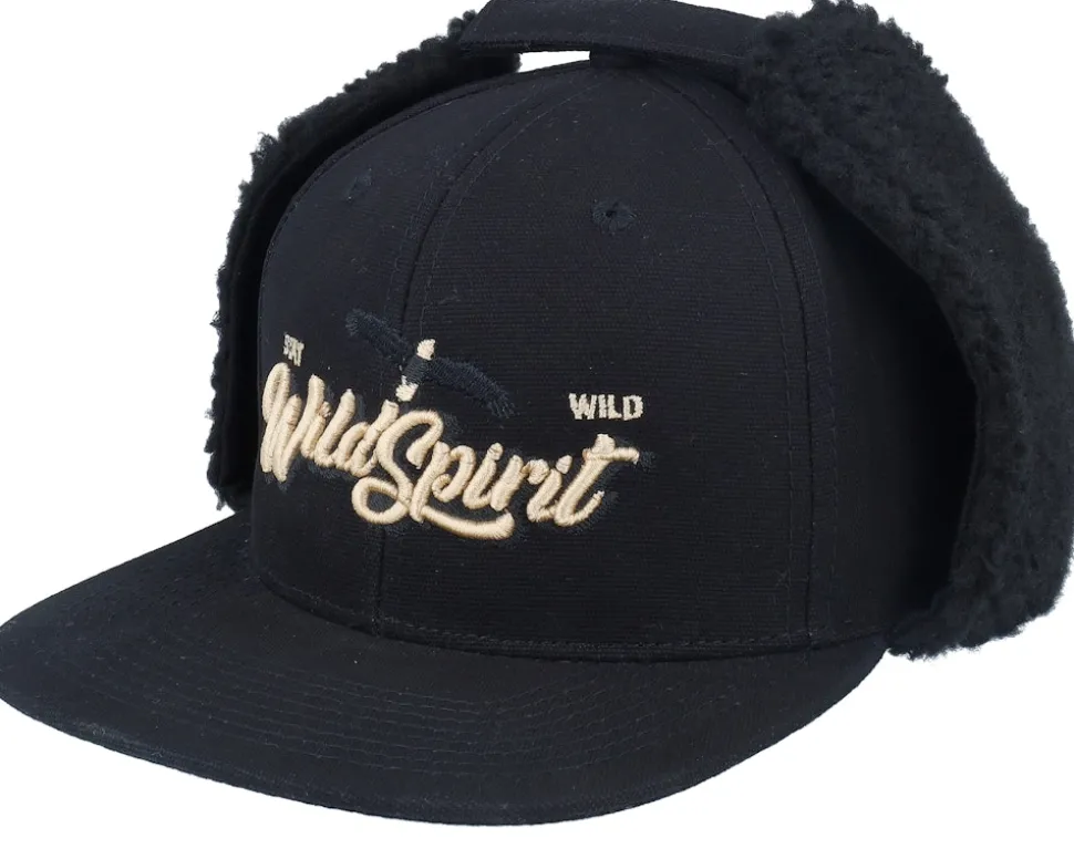 Pin Script Canvas Flatbrim Black Earflap - Wild Spirit