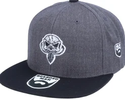 Pipe Beard Skull Charcoal/Black Snapback - Bearded Man