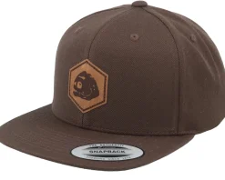 Piranha Skull Hex Patch Brown Snapback - Skillfish