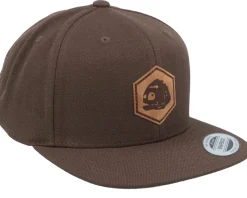 Piranha Skull Hex Patch Brown Snapback - Skillfish