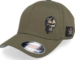 Pirate Army Skull Olive Wooly Combed Flexfit - Army Head