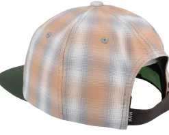 Plaid 6 Panel Hat Orange Strapback - HUF
