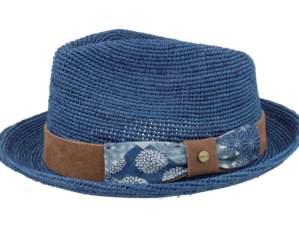 Player Raffia Crochet Blue Straw Hat - Stetson