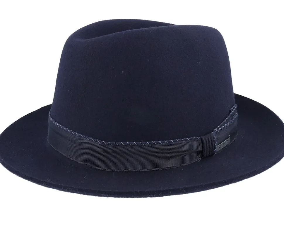 Player Woolfelt Navy Fedora - Stetson
