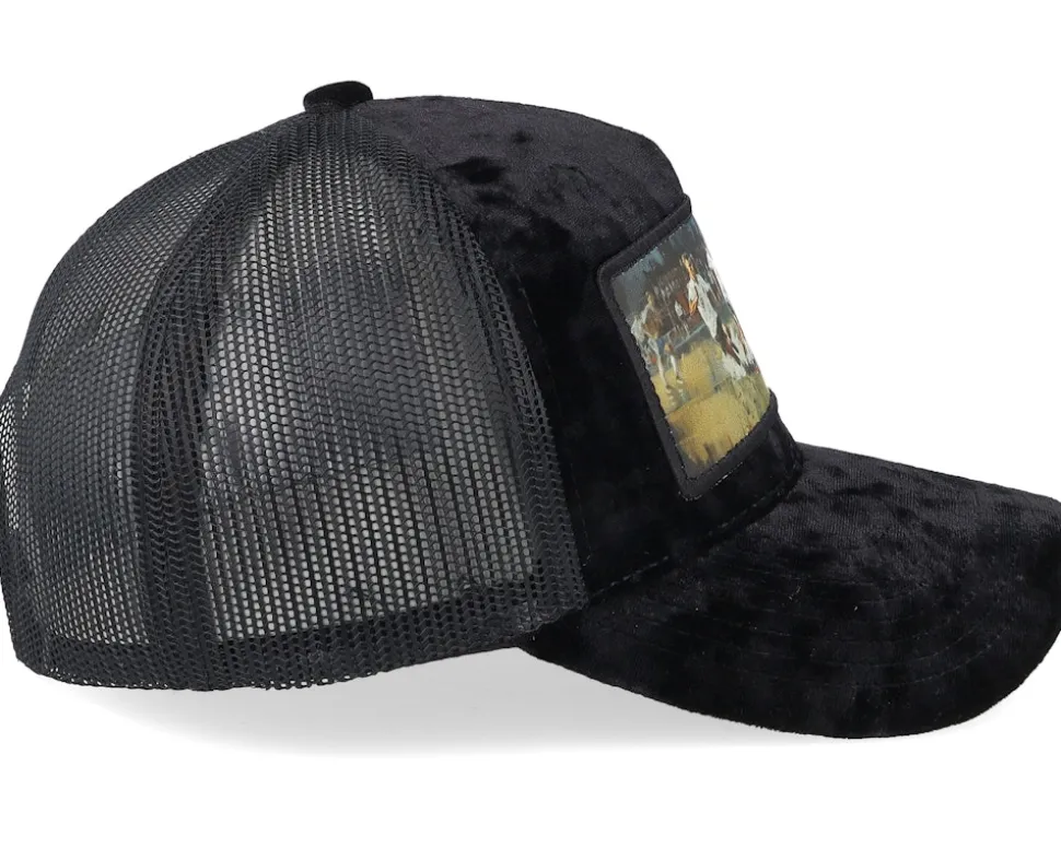Playing Football Velvet Black A-Frame Trucker - Calza Pennello