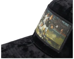 Playing Football Velvet Black A-Frame Trucker - Calza Pennello
