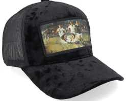 Playing Football Velvet Black A-Frame Trucker - Calza Pennello