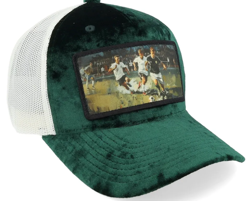 Playing Football Velvet Green/Ivory A-Frame Trucker - Calza Pennello