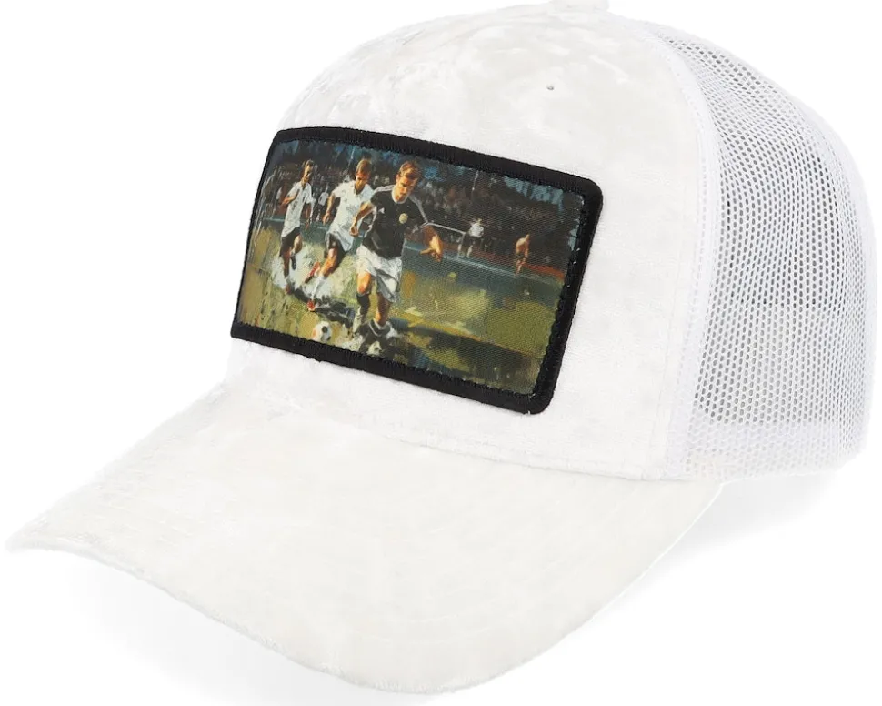 Playing Football Velvet Green/Ivory A-Frame Trucker - Calza Pennello