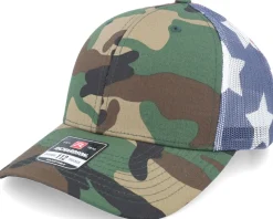 112pm Green Camo/Stars & Stripes Trucker - Richardson