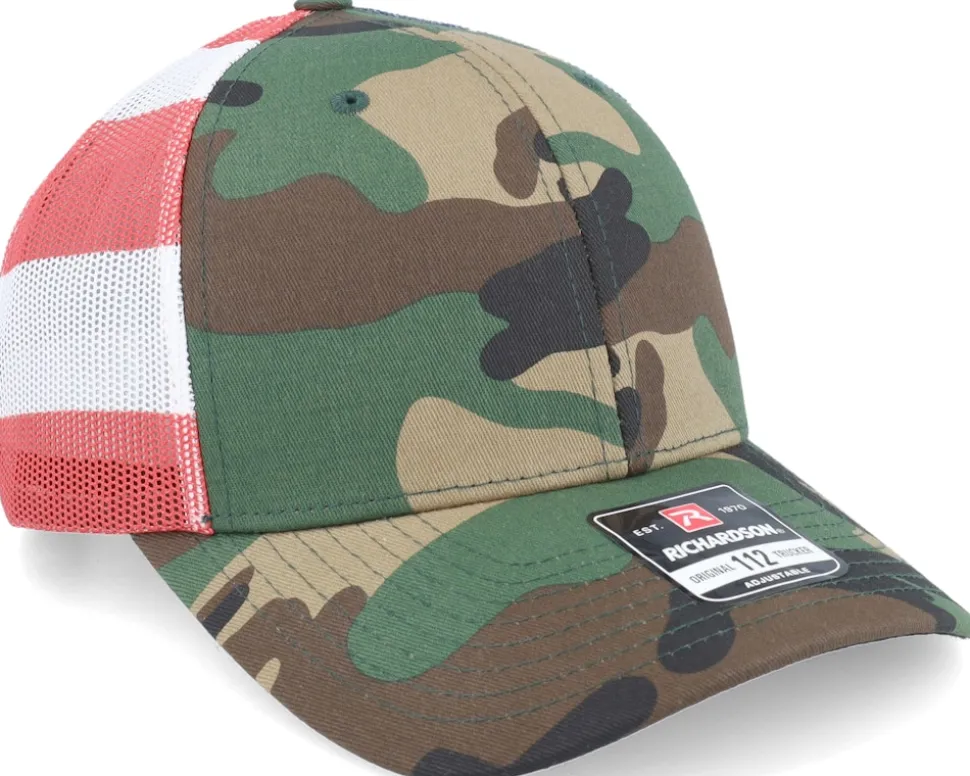 112pm Green Camo/Stars & Stripes Trucker - Richardson