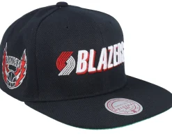 Portland Trail Blazers Triple Play Black Snapback - Mitchell & Ness
