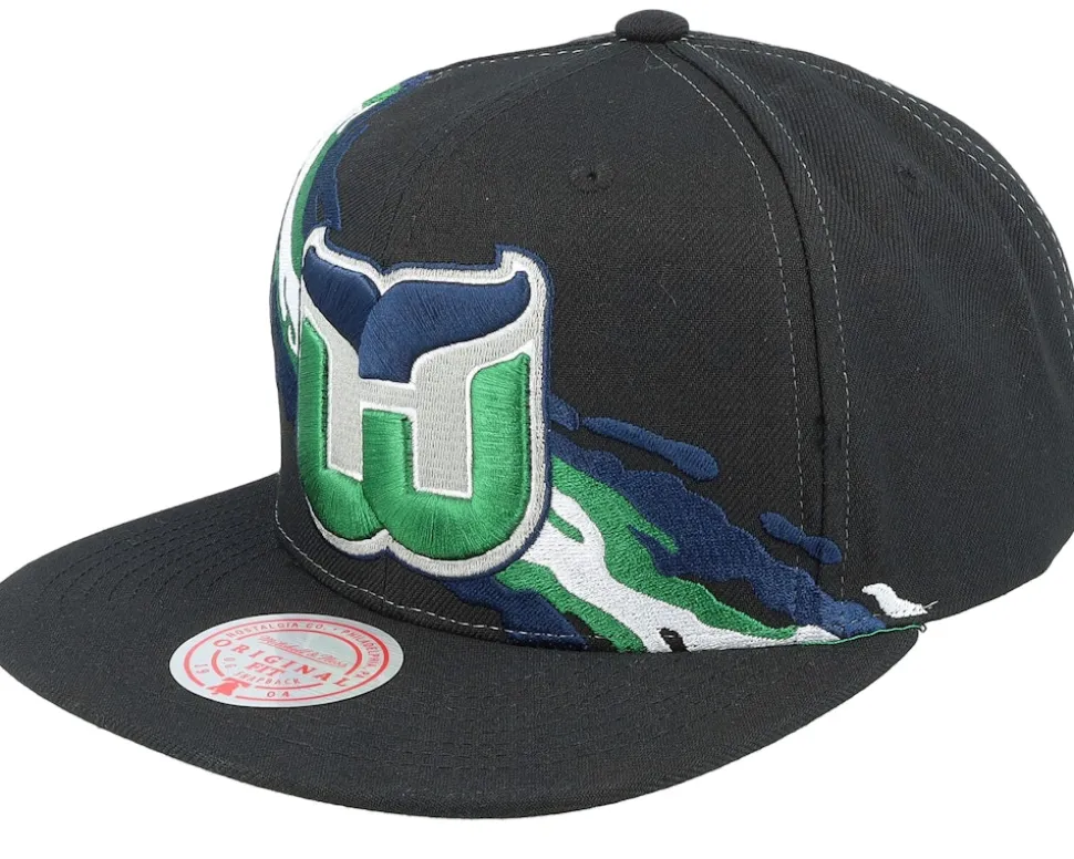 Quebec Nordiques Vintage Paintbrush Black Snapback - Mitchell & Ness