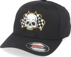 Racing Flags Skull Black Flexfit - Born To Ride
