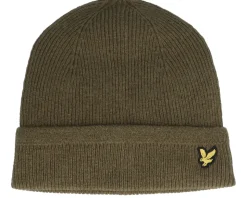 Racked Rib Beanie Olive Cuff - Lyle & Scott