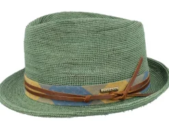 Raffia Crochet Olive Trilby Straw Hat - Stetson