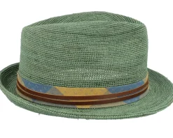Raffia Crochet Olive Trilby Straw Hat - Stetson