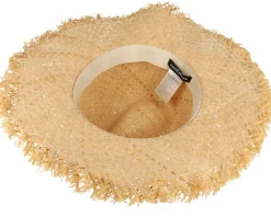 Raffia With Lace Trimmi Natural/Black Straw Fedora - Seeberger