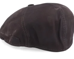 Rebel Nappa Wax Brown Flat Cap - MJM Hats