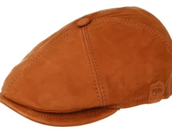 Rebel Nappa Wax Cognac Brown Flat Cap - MJM Hats