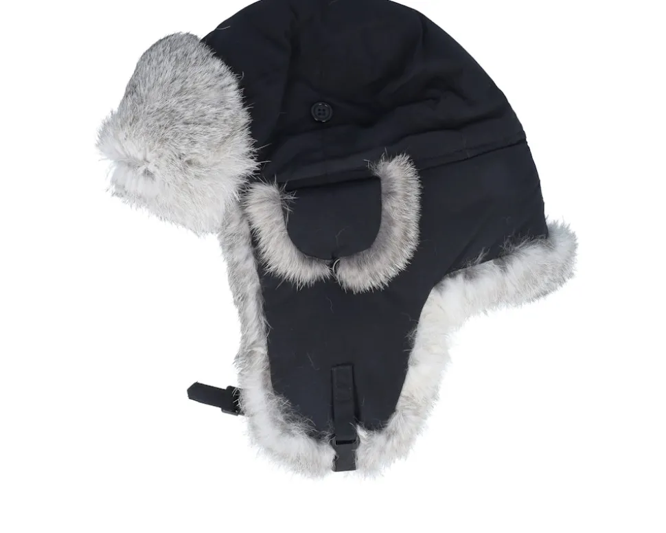 Recycled Taslan Black/Grey Melange Trapper - MJM Hats