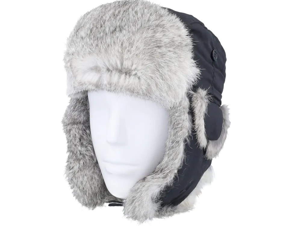 Recycled Taslan Black/Grey Melange Trapper - MJM Hats