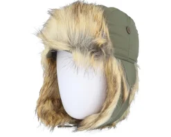 Recycled Taslan/Faux Fur Army/Natural Trapper - MJM Hats
