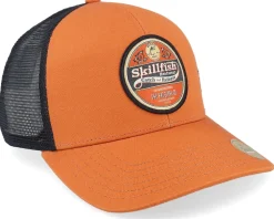 Retro Fishing Logo Rust/Black Sustainable Trucker - Skillfish