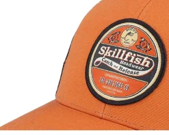 Retro Fishing Logo Rust/Black Sustainable Trucker - Skillfish
