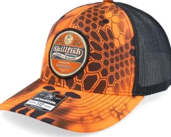 Retro Fishing Logo Rust/Black Sustainable Trucker - Skillfish