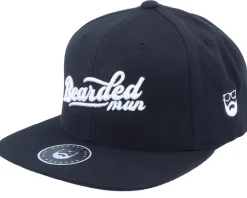 Retro Script 3d Logo Black Snapback - Bearded Man