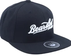 Retro Script 3d Logo Black Snapback - Bearded Man