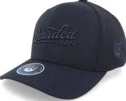 Retro Script 3d Logo Black Snapback - Bearded Man