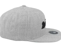 Retro Script 3D Logo Heather Grey Snapback - Bearded Man