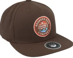 Retro Sunset Patch Dark Brown Snapback - Bearded Man