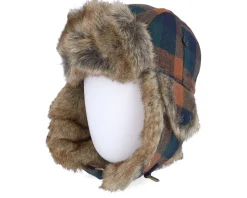 Rex Faux Fur Rust Check Trapper - MJM Hats