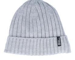 Rib Knit Beanie Grey Heather Cuff - Jack Wolfskin