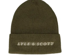 Ribbed Beanie Olive Cuff - Lyle & Scott
