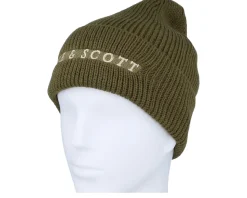 Ribbed Beanie Olive Cuff - Lyle & Scott