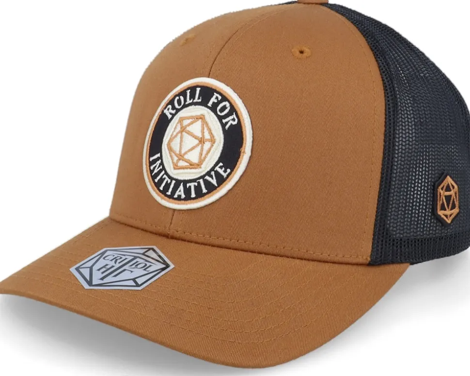 Roll For Initiative Logo Caramel/Black Trucker - Critiql Hit
