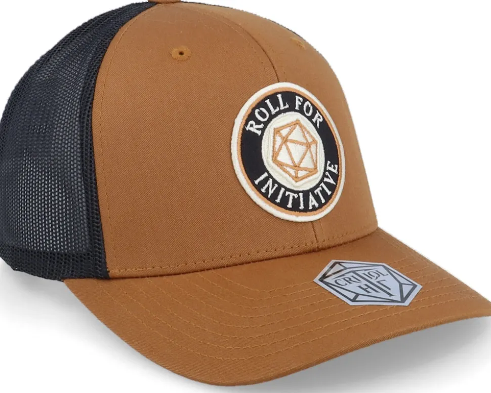 Roll For Initiative Logo Caramel/Black Trucker - Critiql Hit