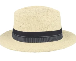 Roma Fedora Natural/Black Straw Hat - Brixton