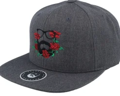 Rose Logo Dark Heather Grey Snapback - Bearded Man