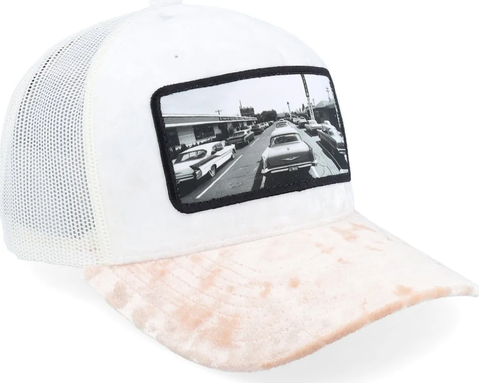 50s Classic Cars Velvet White/Peach/Ivory A-Frame Trucker - Calza Pennello